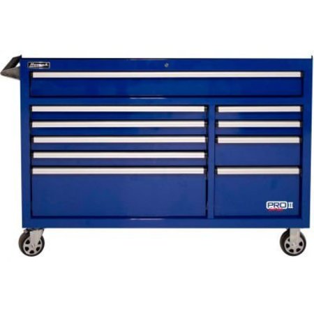 HOMAK Homak Pro II Series 54-1/2"W X 24-1/2"D X 39"H 10 Drawer Blue Roller Tool Cabinet BL04054210